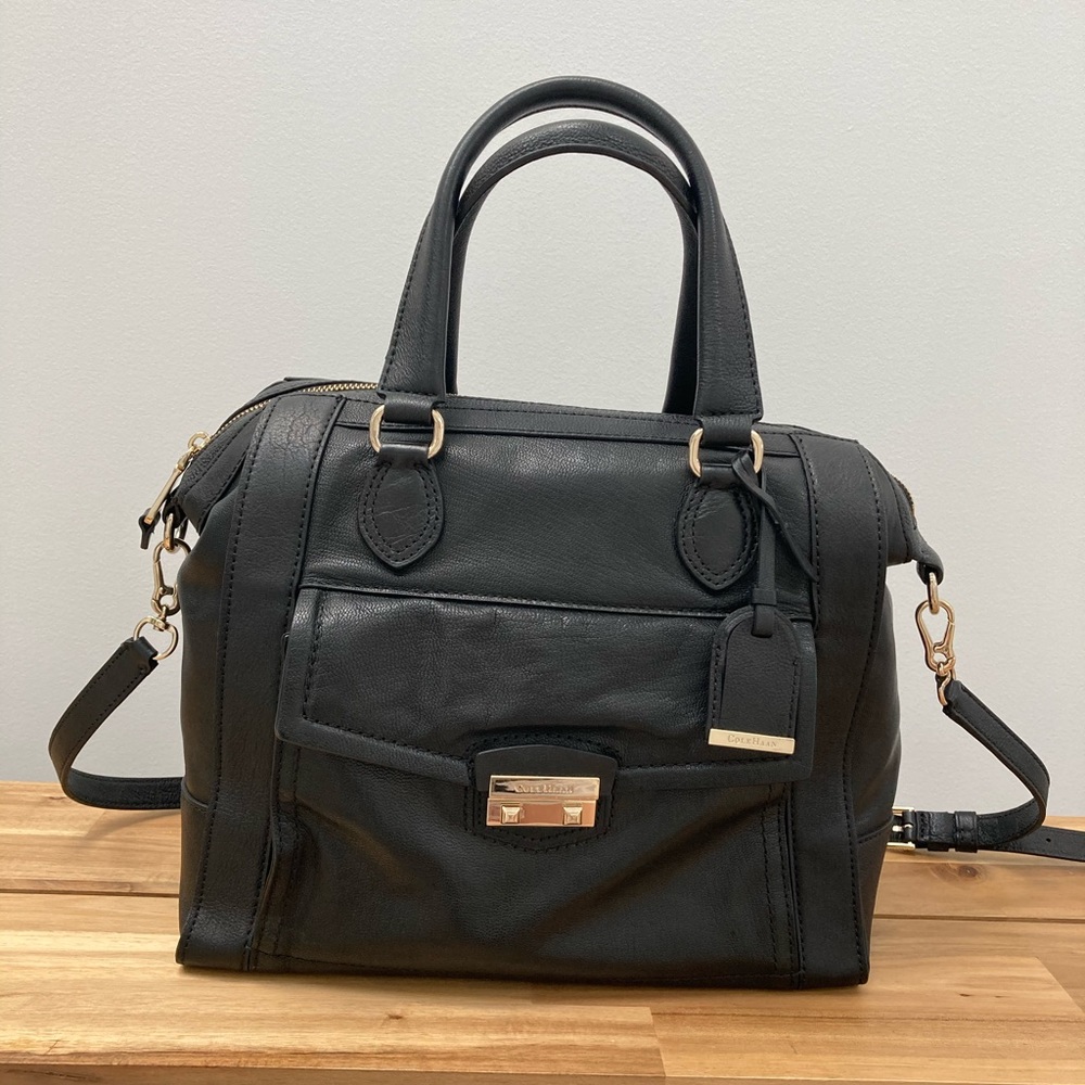 Cole Haan Zoe Black Leather Satchel Crossbody